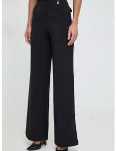Kalhoty Elisabetta Franchi dámské, černá barva, široké, high waist, PA02141E2
