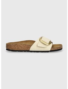 Nubukové pantofle Birkenstock Madrid Big Buckle béžová barva, 1026604