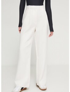 Kalhoty Abercrombie & Fitch dámské, béžová barva, široké, high waist