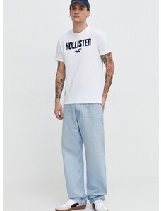 Bavlněné tričko Hollister Co. 5-pack bílá barva, s aplikací
