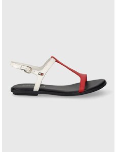 Kožené sandály Tommy Hilfiger TH FLAT SANDAL dámské, tmavomodrá barva, FW0FW07930