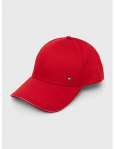 Bavlněná baseballová čepice Tommy Hilfiger červená barva, AM0AM12035