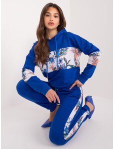 Fashionhunters Kobaltově modrá dvoudílná bavlněná tepláková souprava