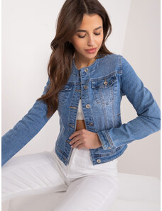 Fashionhunters Modrá vypasovaná džínová bunda