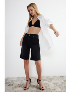 Trendyol Black High Waist Denim Shorts & Bermuda