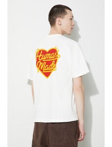 Bavlněné tričko Human Made Heart Badge bílá barva, s potiskem, HM27CS002