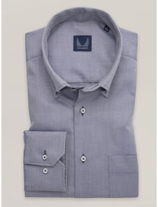 Willsoor Pánská klasická košile s tmavě modrým drobným geometrickým vzorem 16540