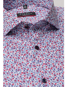ETERNA Modern Fit košile dlouhý rukáv 100% bavlna Non Iron červeno modrý květinový vzor