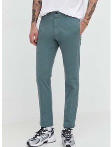 Kalhoty HUGO pánské, zelená barva, přiléhavé, 50468314