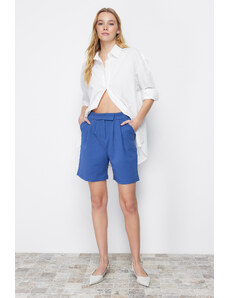 Trendyol Indigo Pleated Knitted Shorts with Velcro Closure & Bermuda