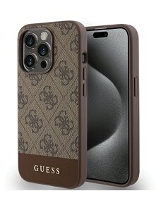 Originální kryt GUESS hardcase 4G Stripe Collection GUHCP15LG4GLBR for Apple iPhone 15 Pro , barva hnědá