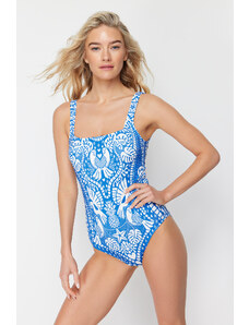 Trendyol Tropical Patterned Square Collar Regular Swimsuit