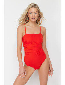Trendyol Red Strapless Compression Regular Swimsuit