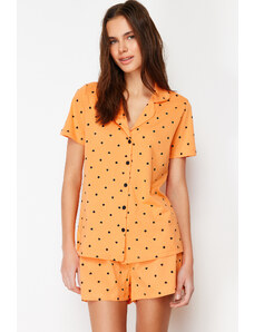 Trendyol Orange Multicolor 100% Cotton Polka Dot Knitted Pajamas Set