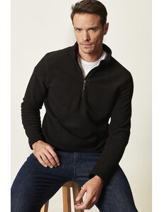 AC&Co / Altınyıldız Classics Men's Black Anti-pilling Anti-Pilling Standard Fit High Neck Cold Proof Fleece Sweatshirt