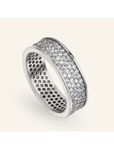SilveAmo Stříbrný prsten s bílými zirkony ve čtyřech řadách - obvod 53