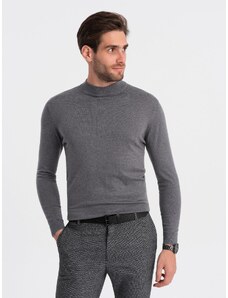 Ombre Men's knitted half-golf with viscose - grey melange