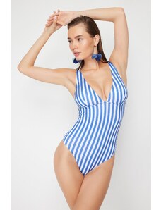 Trendyol Striped V-Neck Regular Swimsuit