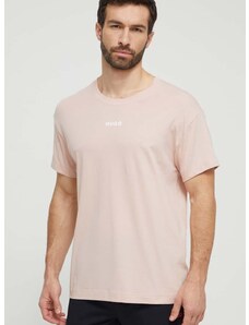 Tričko HUGO růžová barva, s potiskem, 50518646