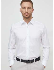 Bavlněná košile BOSS bílá barva, regular, s klasickým límcem