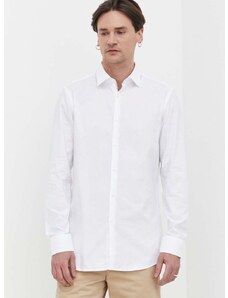 Bavlněná košile HUGO bílá barva, slim, s klasickým límcem, 50513916