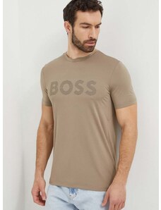 Tričko Boss Green béžová barva, s potiskem