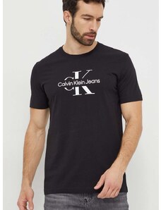 Bavlněné tričko Calvin Klein Jeans černá barva, s potiskem, J30J325190
