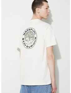 Bavlněné tričko Napapijri S-Kotcho béžová barva, s potiskem, NP0A4HTVN1A1