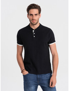 Ombre Men's collarless polo shirt - black