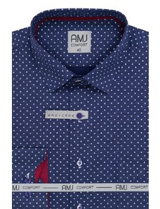 Pánská vzorovaná košile AMJ Slim fit - modrá VDSBR1337