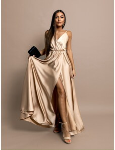 Erikafashion Zlaté dlouhé lesklé šaty PERFECTLY