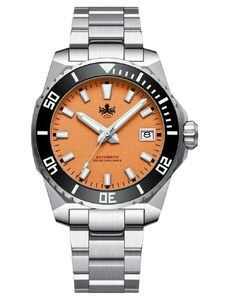 Stříbrné pánské hodinky Phoibos Watches s ocelovým páskem Leviathan 200M - PY050G Orange Automatic 40MM