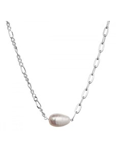 Evolution Group Stříbrný náhrdelník s říční oválnou perlou 22049.1