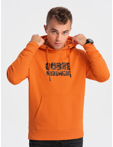 Ombre Clothing Pánská klokaní mikina s kapucí a potiskem - oranžová V1 OM-SSPS-0155