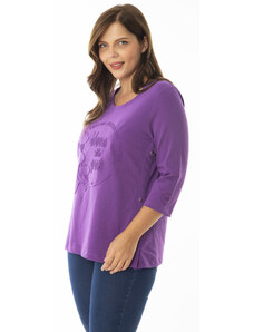 Şans Women's Plus Size Lilac Side Snaps Buttoned Sweatshirt