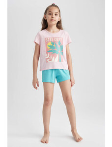 DEFACTO Girl Printed Short Sleeve Pajamas Set