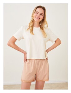 LC Waikiki Women's Plain Cotton Pajamas with Elastic Waist Bottom