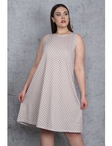 Şans Women's Plus Size Mink Points Patterned Dress