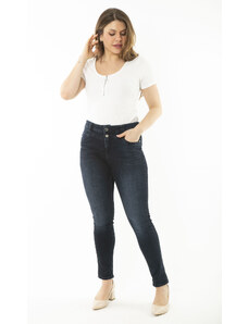 Şans Women's Plus Size Navy Blue 5 Pocket Skinny Leg Skinny Jeans