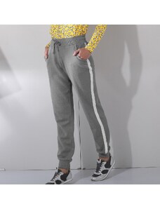 Blancheporte Sportovní kalhoty, dvoubarevný melton šedý melír/bílá 34/36