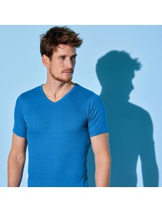 Blancheporte Sada 3 bavlněných spodních triček s výstřihem do „V“ modrá 109/116 (XXL)