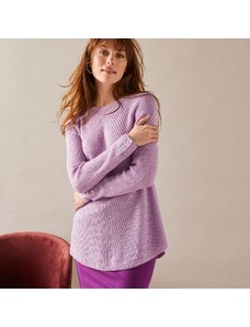 Blancheporte Rozšířený pulovr, hladký pletený vzor lila 34/36