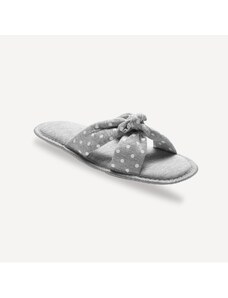 Blancheporte Ploché pantofle s mašlí a otevřenou špičkou, potisk puntíků šedá 36