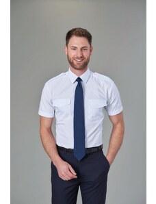 Brook Taverner Pilotka košile krátký rukáv Orion slim fit bílá Easy Iron