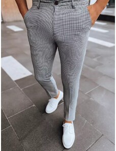 Buďchlap Stylové šedé kostkované chinos kalhoty