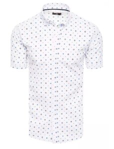 Buďchlap Bílá pánská košile s jednoduchým modrým vzorem