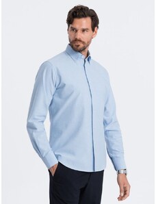 Ombre Clothing Elegantní světle modrá košile oxford V2 OM0114