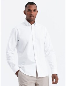 Ombre Clothing Elegantní bílá košile oxford V1 OM0114