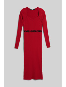 ŠATY KARL LAGERFELD LSLV LOGO KNIT DRESS