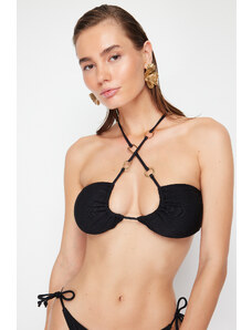 Trendyol Black Strapless Accessorized Bikini Top